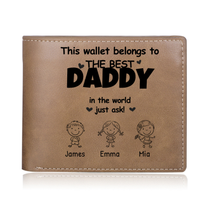 Personalised Best Daddy Wallet – With Children’s Names & Custom Message Gift for Dad | Jessemade