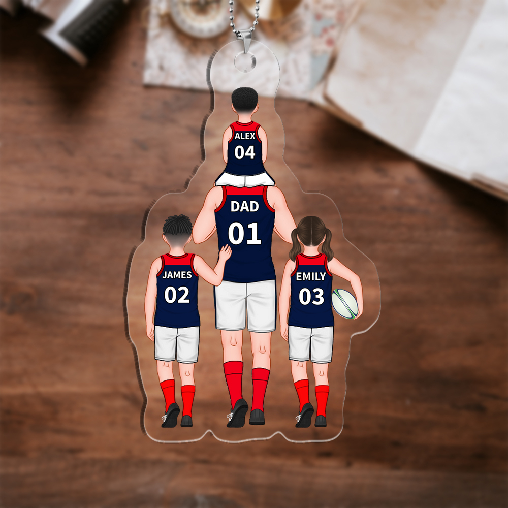 Personalised 2–9 Names Acrylic Keyrings Dad and Kids Australian Rules Football Team Family Keychain Custom Father's Day Gift for Dad Grandpa-Jessemade AU