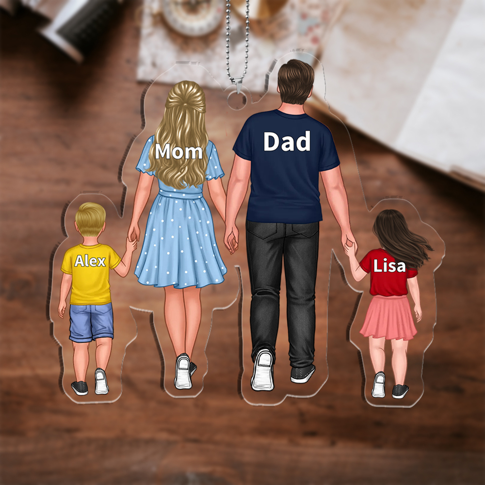 Personalised Family Hanging Ornament Custom 2–10 Names Keychain Acrylic Pendant Gifts for Dad/Mum-Jessemade AU