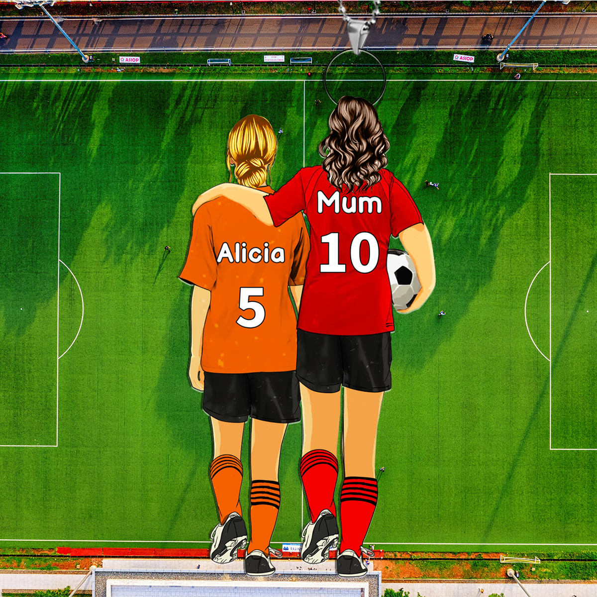 Personalised  Football Keychain Custom 2 Names And Soccer Keychain Mum & Daughter Gift for Mum | Jessemade
