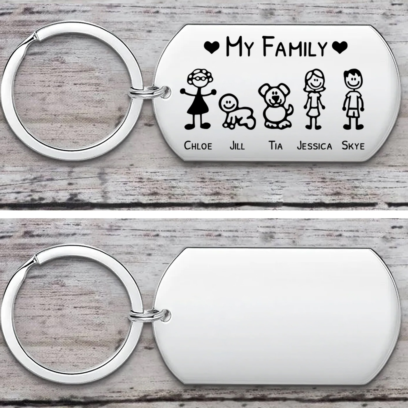 [Copy]Personalised 3 Names & 1 Text Keychain Elephant Family Keychain Gifts for Father/Mother/Grandma/Grandpa