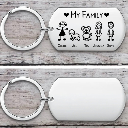 [Copy]Personalised 3 Names & 1 Text Keychain Elephant Family Keychain Gifts for Father/Mother/Grandma/Grandpa