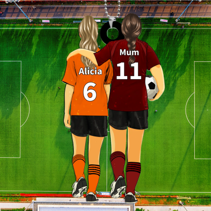 Personalised 2 Names Football Keychain Custom Soccer Keychain Gift for Mum