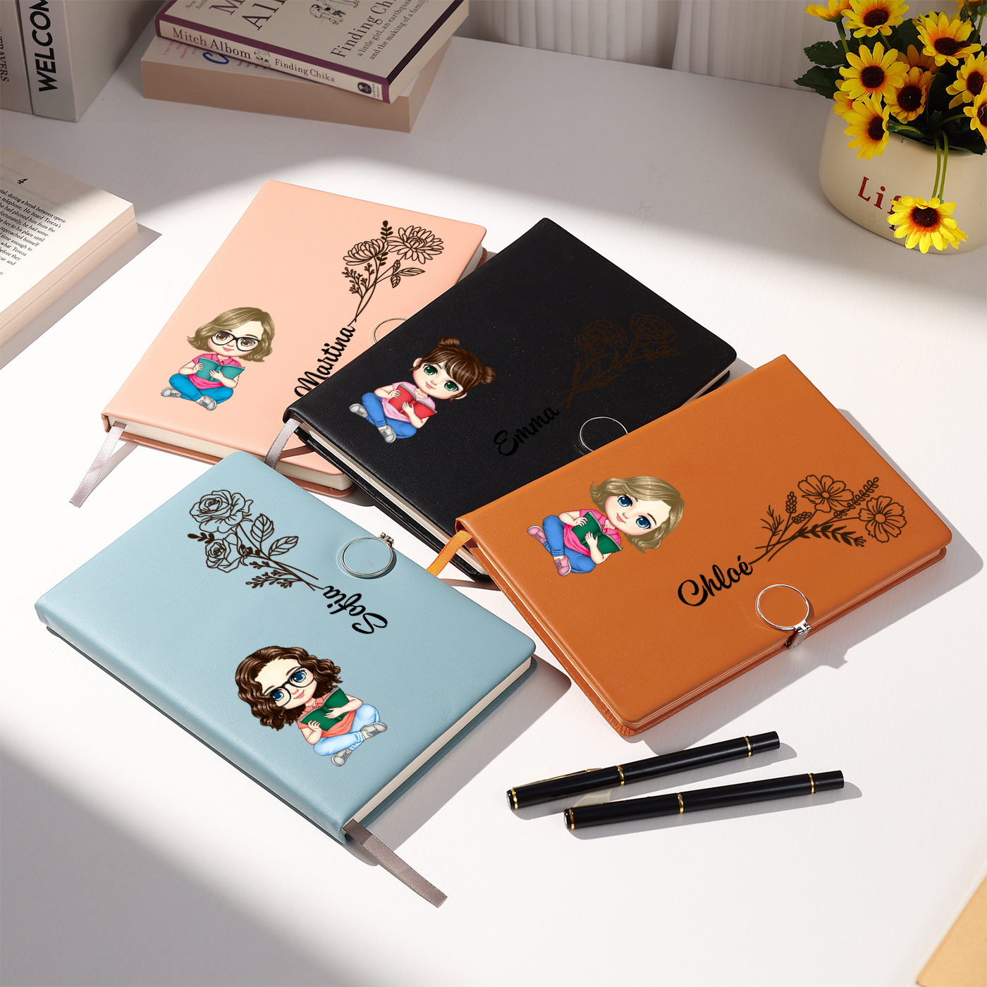 Personalised A5 Notebook Gift Set with Custom Name & Cute Illustration | Back to school gifts | Jessemade