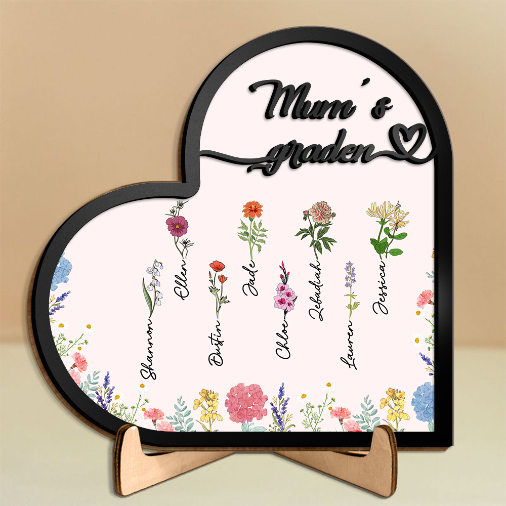 Custom Mum’s Garden Floral Name Plaque – Personalised Mother’s Day Birthflower Gift | Jessemade