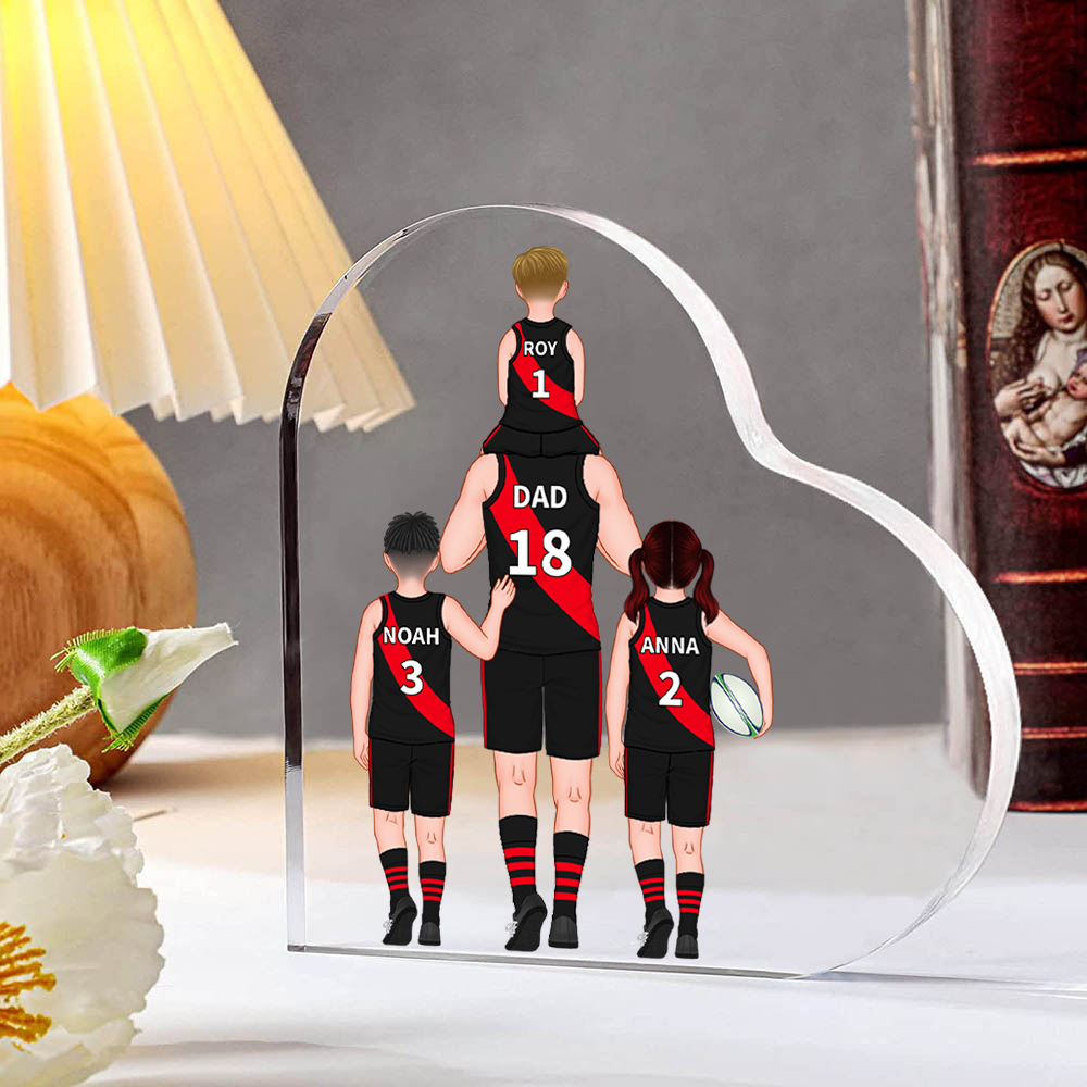 Personalised Acrylic Heart Keepsake Custom 2–4 Names Australian Rules Football Family Ornaments Gift for Dad | Jessemade