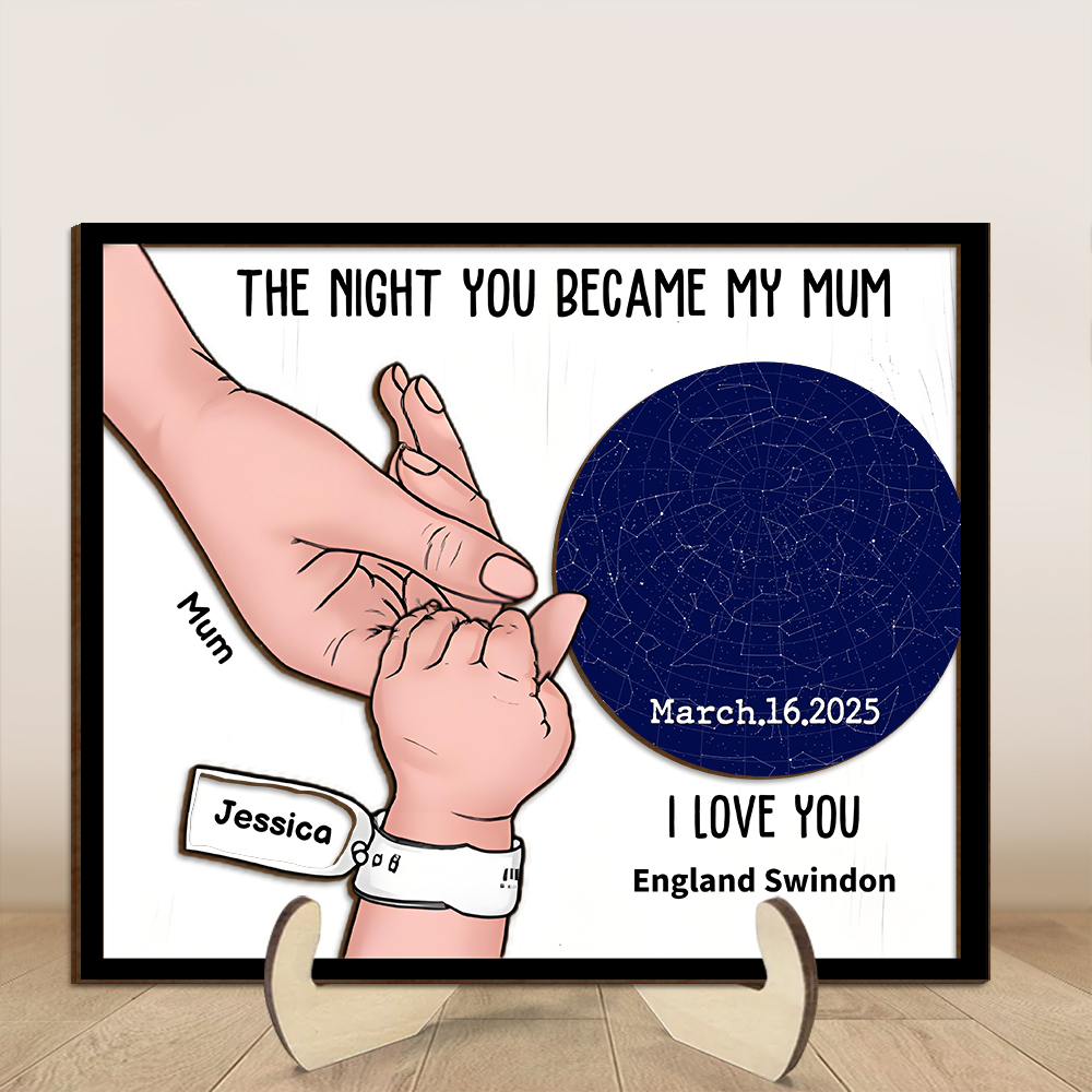 The Night You Became My Mummy – Personalised Star Map and Hand-Holding Artwork | Jessemade