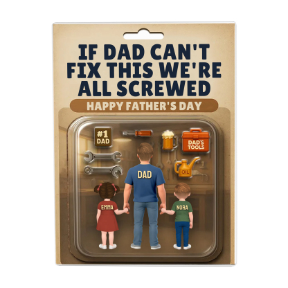 Personalised Father's Day Acrylic Plaque – "If Dad Can't Fix This We're All Screwed" – Custom Gift with Kids' Names | Jessemade