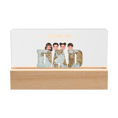 Personalised LED Acrylic Light Gift for Dad – “We Love You” Design with Children's Names & Characters | Jessemade
