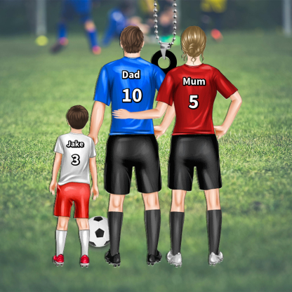 3 Names & Numbers Personalised Football Family Keyring - Father's Day Gift | Jessemade