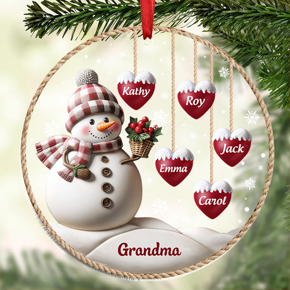 Personalised Snowman Hanging Ornament Custom 2-9 Names Acrylic Christmas Gift for Nanna/Nan/Mum-Jessemade AU