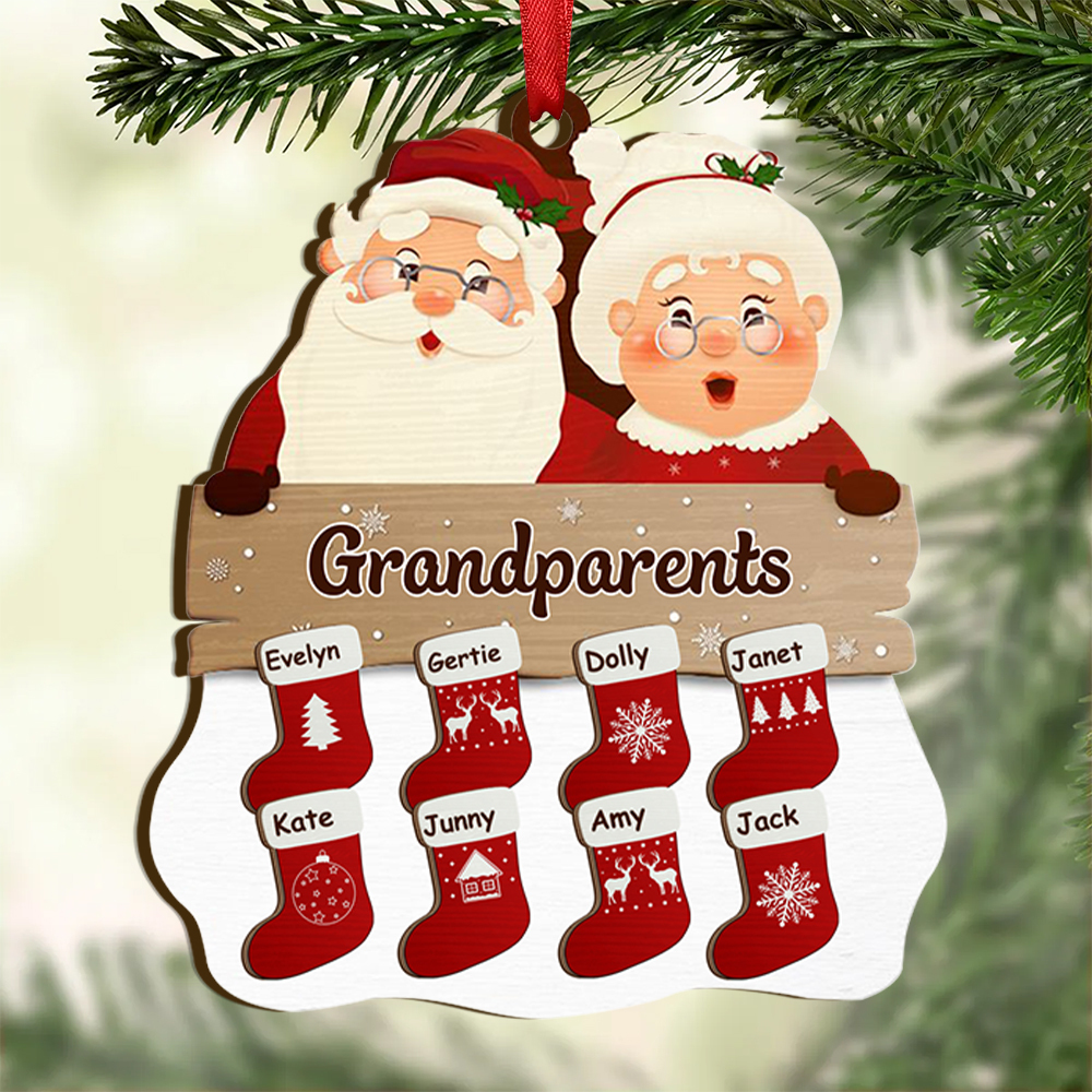 Personalised Family Ornament Custom 2-12 Names Wooden Christmas Ornament for Grandma Grandpa-Jessemade AU