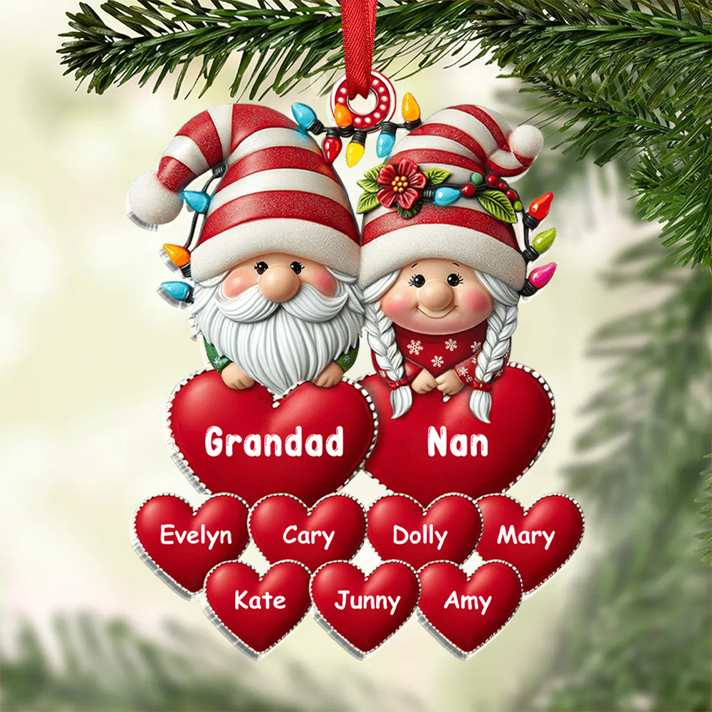 Personalised Santa Claus Hanging Ornament Custom 3-17 Names Acrylic Christmas Gift for Granddad/Nanna/Mum/Dad-Jessemade AU