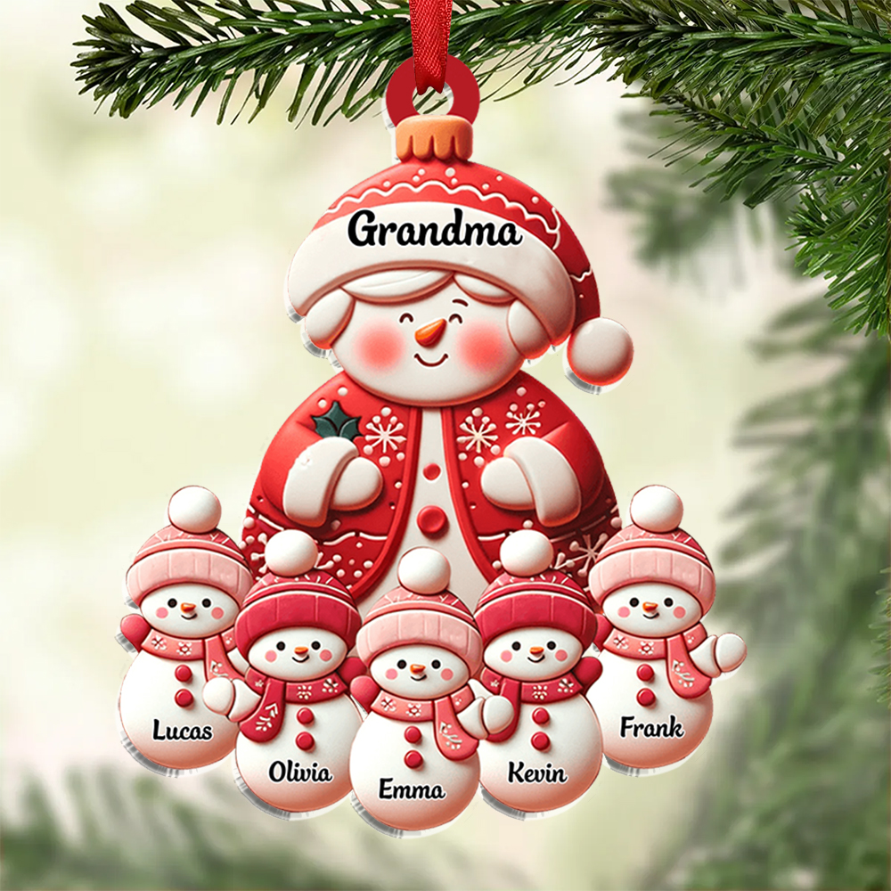 Personalised Snowman Hanging Ornament Custom 2-11 Names Acrylic Christmas Gift for Nan/Mum-Jessemade AU