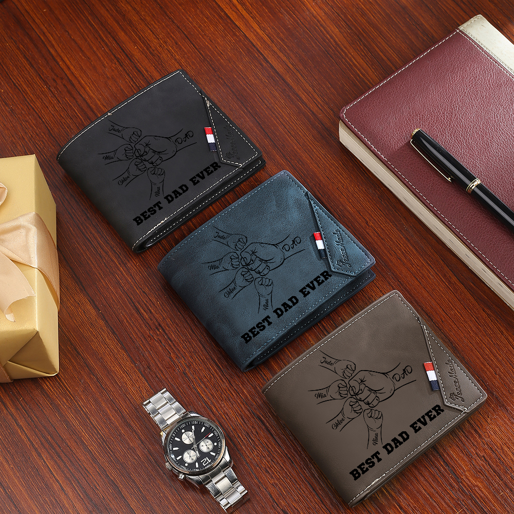 [Copy]Personalised Wallet for Dad – Custom Engraved with 2 Names | Jessemade