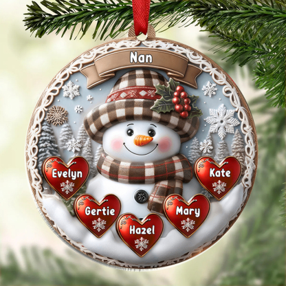 Personalised Snowman Hanging Ornament Custom 2-9 Names Acrylic Christmas Gift for Nan/Mum-Jessemade AU