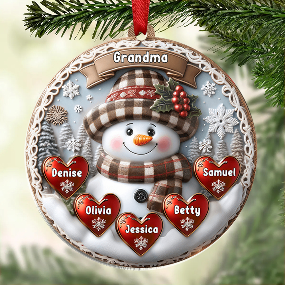 Personalised Snowman Hanging Ornament Custom 2-9 Names Acrylic Christmas Gift for Nan/Mum-Jessemade AU