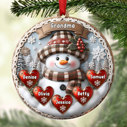 Personalised Snowman Hanging Ornament Custom 2-9 Names Acrylic Christmas Gift for Nan/Mum-Jessemade AU