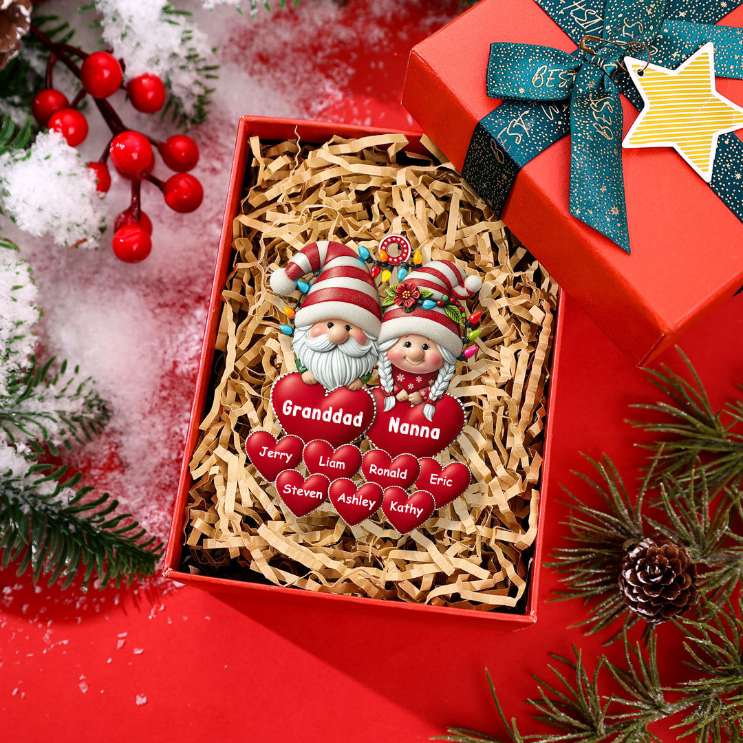 Personalised Santa Claus Hanging Ornament Custom 3-17 Names Acrylic Christmas Gift for Granddad/Nanna/Mum/Dad-Jessemade AU