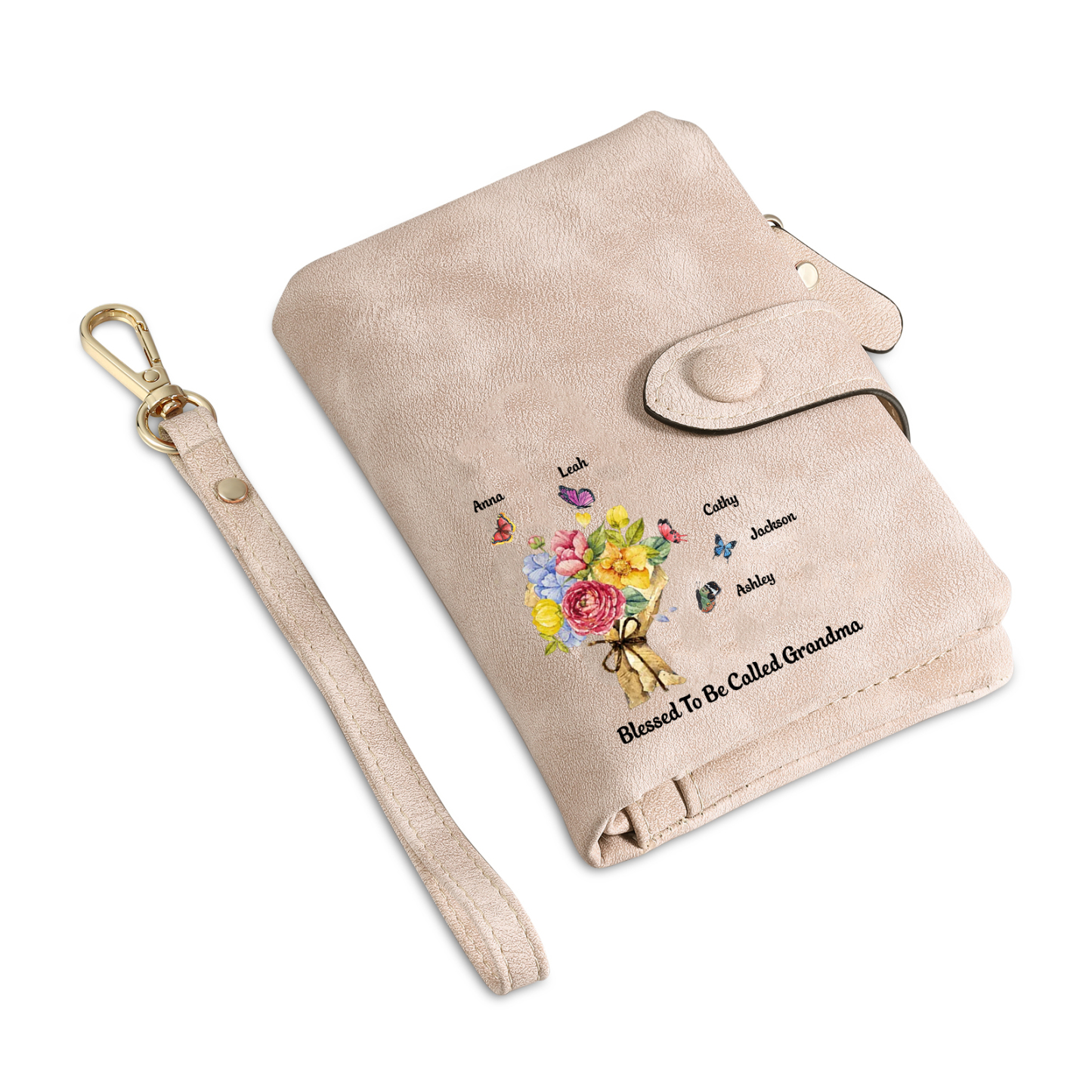 Blessed To Be Called Nan Personalised Family Wallet with Custom Names Floral & Butterfly Women Wallet Perfect Christmas Gift-Jessemade AU
