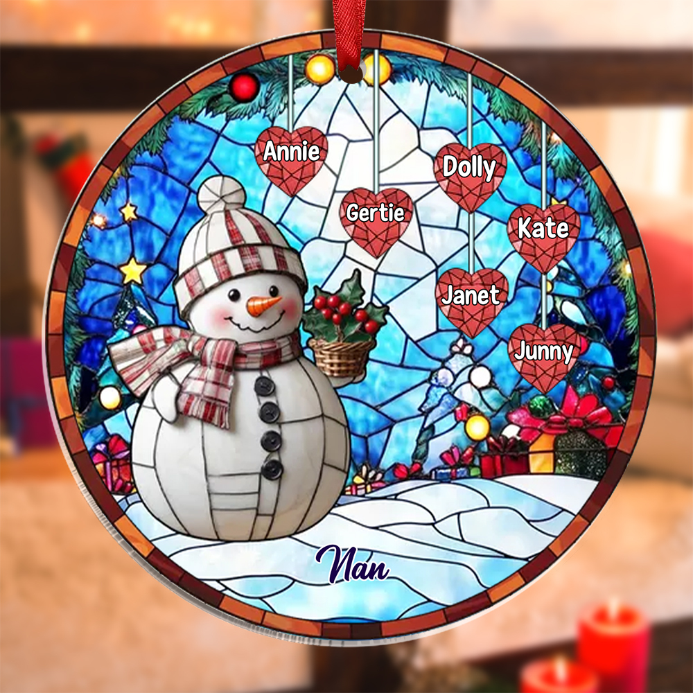 Custom Snowman Ornament Family Christmas Decoration Personalised 1-10 Names-Jessemade AU