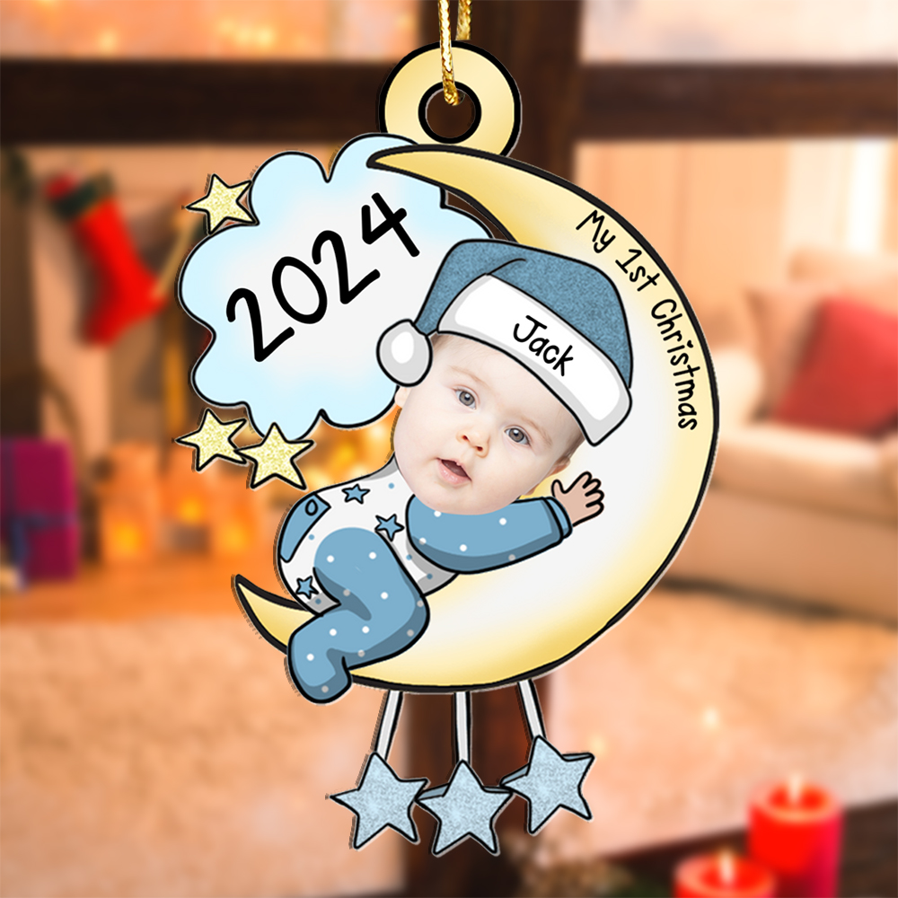 Personalised Baby's First Christmas Ornament with Custom Photo and Name-Jessemade AU