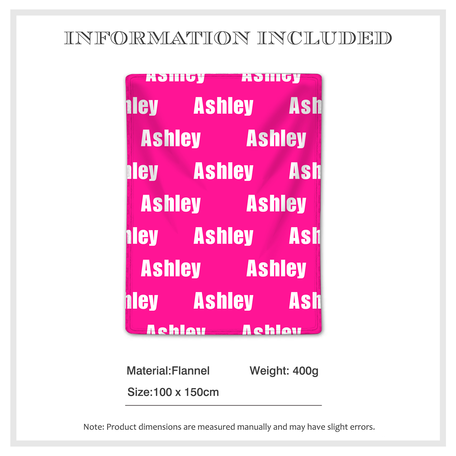 Personalised Name Flannel Blanket Custom Name Gift for Kids Family Christmas-Jessemade AU