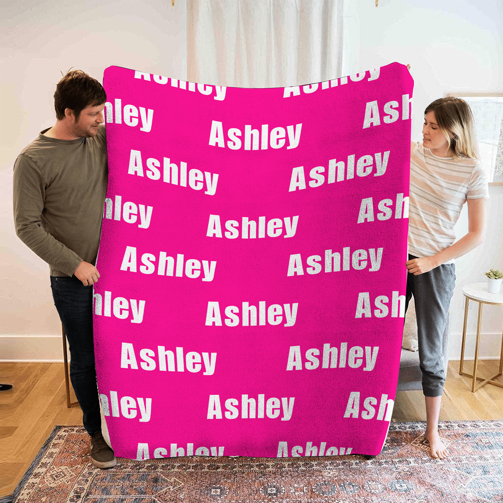 Personalised Name Flannel Blanket Custom Name Gift for Kids Family Christmas