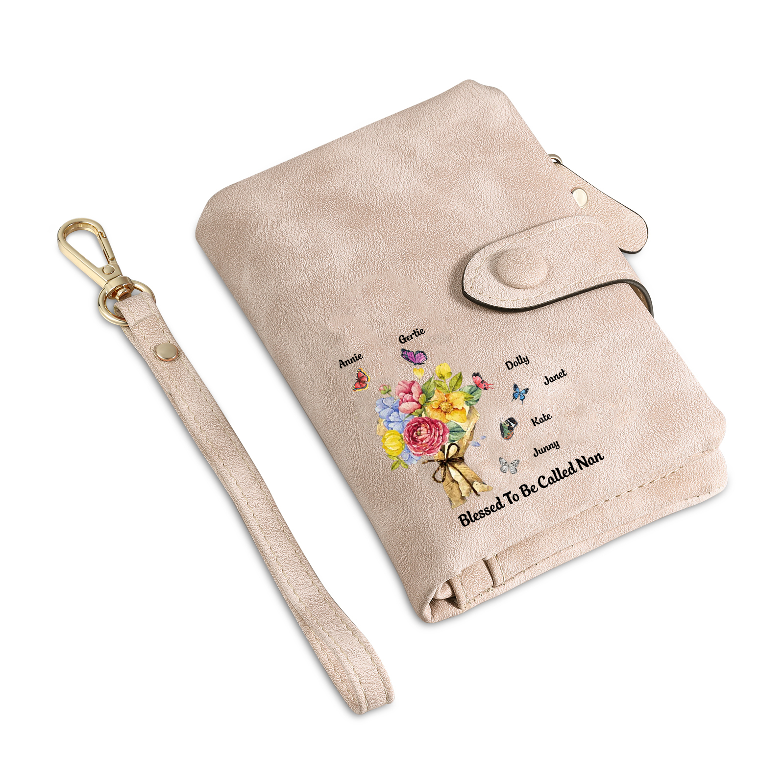 Blessed To Be Called Nan Personalised Family Wallet with Custom Names Floral & Butterfly Women Wallet Perfect Christmas Gift-Jessemade AU