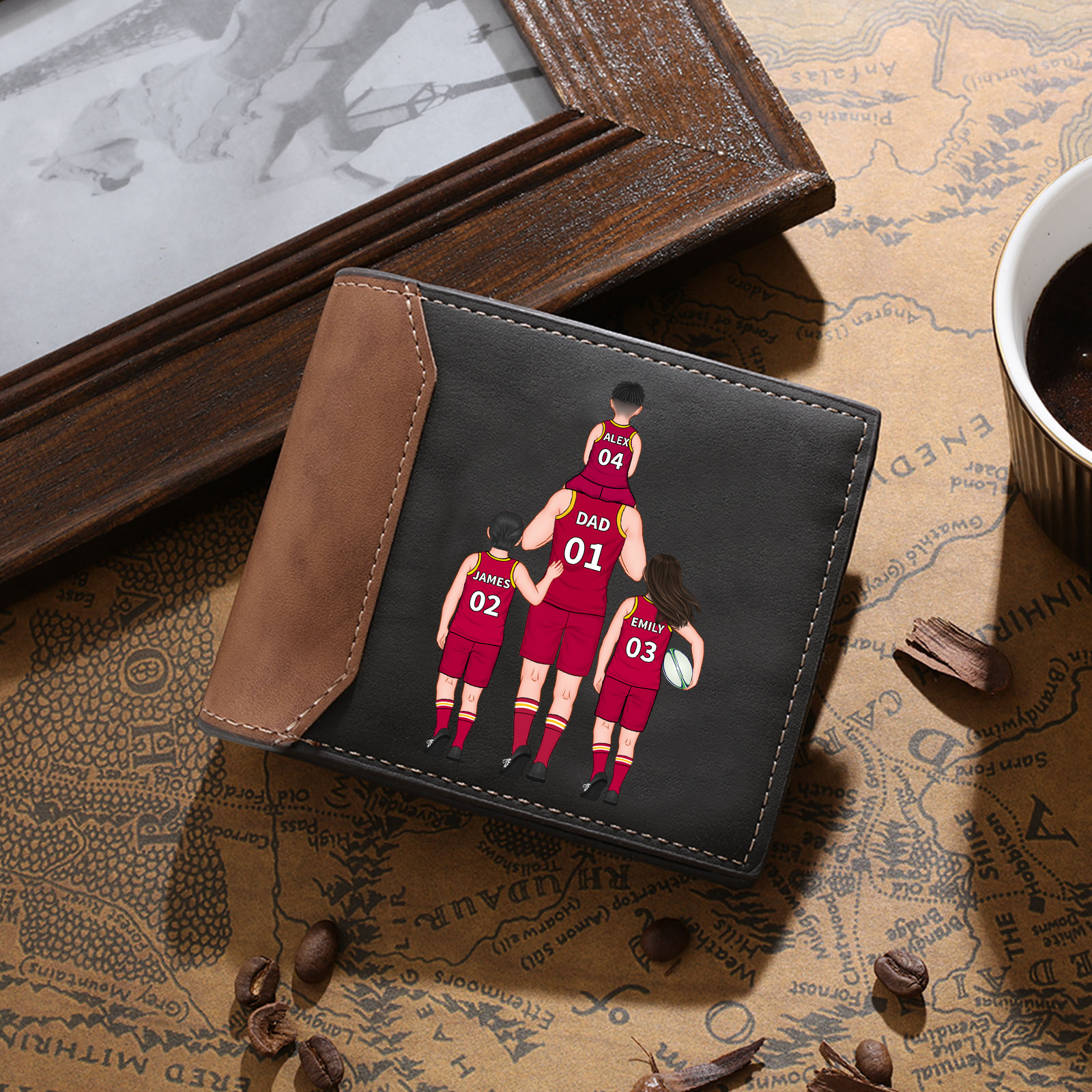  Personalised 2–9 Names Billfold Wallet Australian Rules Football Family Wallet Gift for Dad Grandpa-Jessemade AU