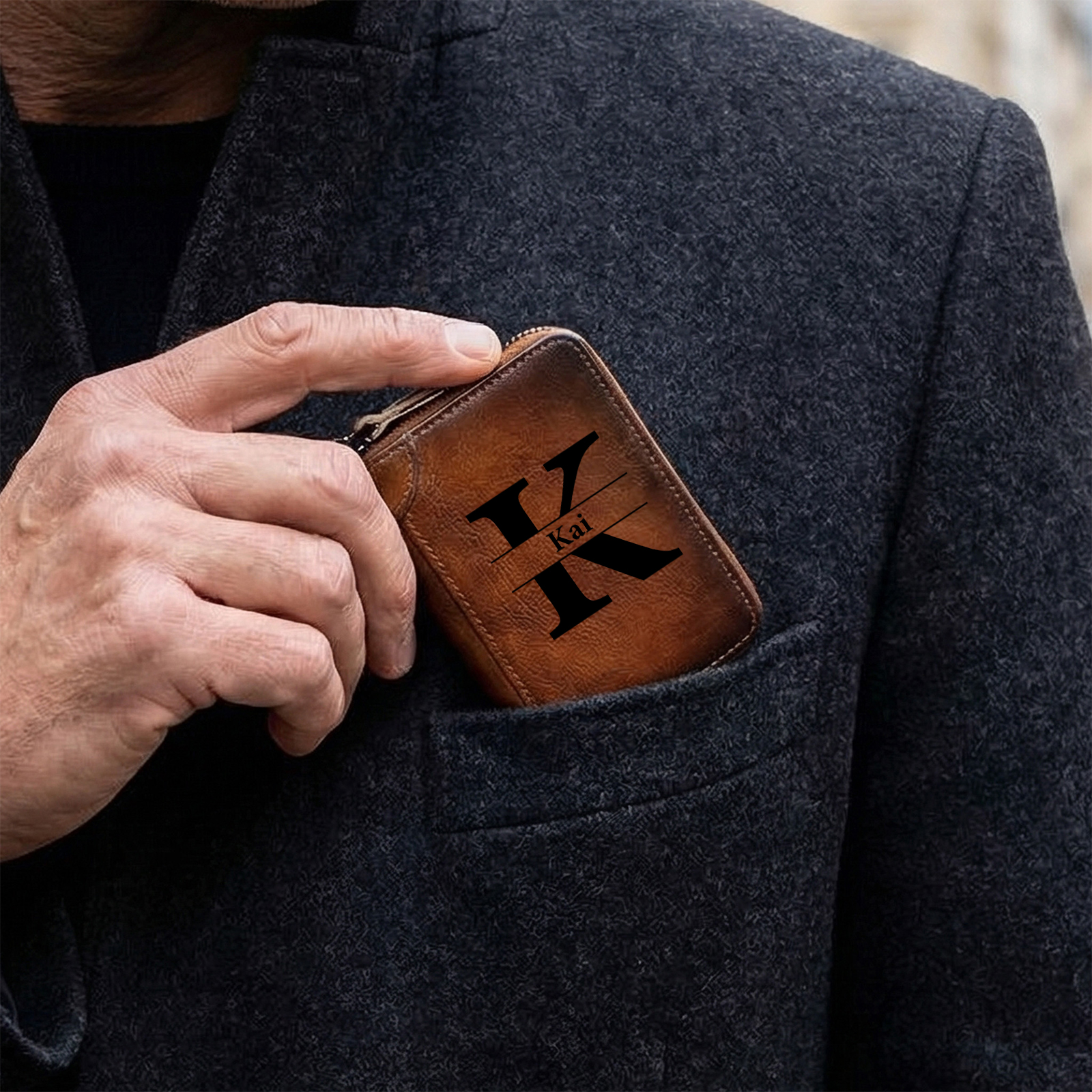 Personalised Genuine Leather Zip Card Holder – Multiple Compartments with 9 Designs to Choose From