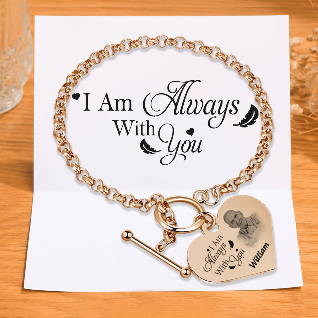 Personalized Memorial Bracelet with Custom Name and Photo I Am Always With You Gift Set-Jessemade AU