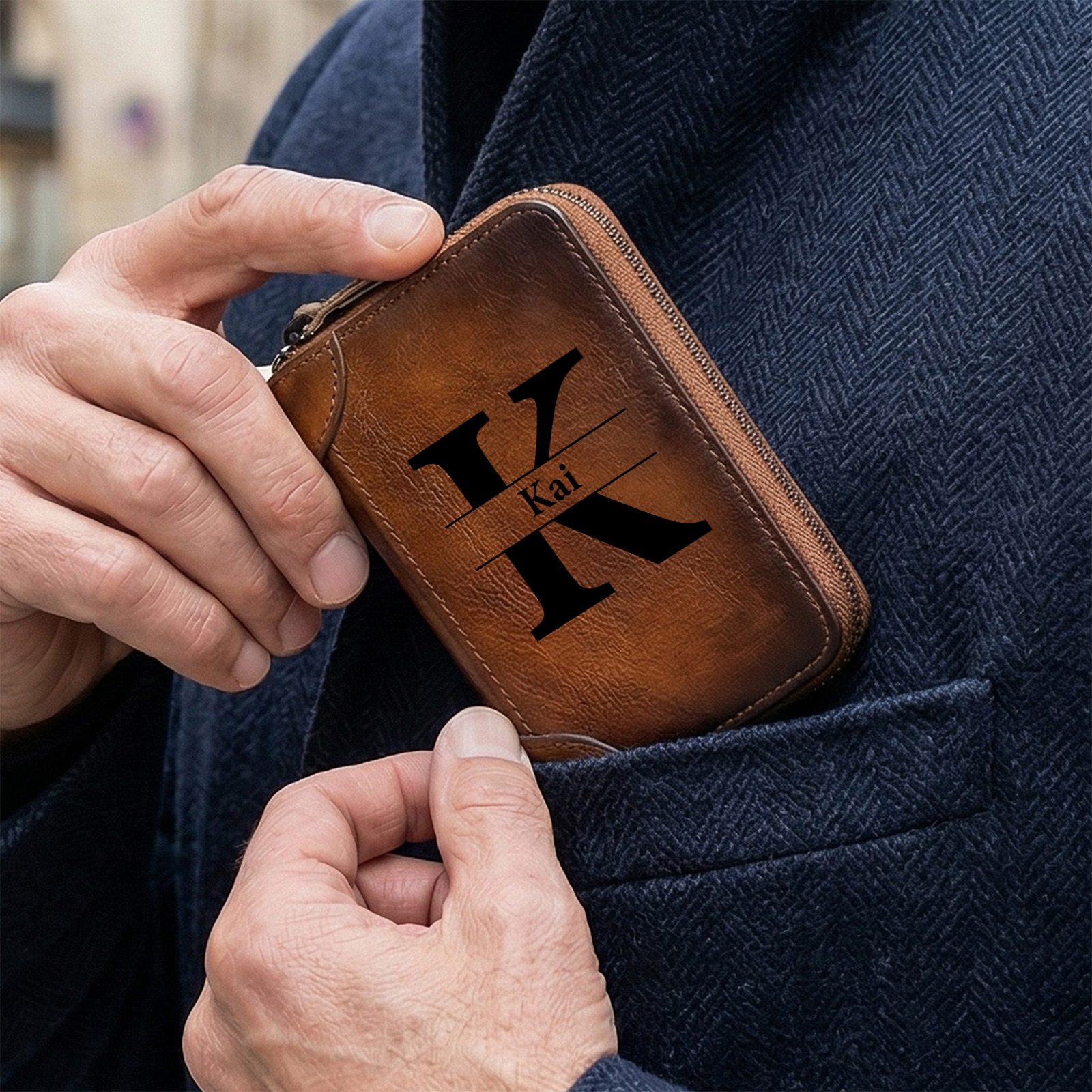 Personalised Genuine Leather Zip Card Holder – Multiple Compartments with 9 Designs to Choose From