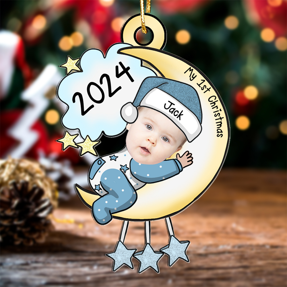 Personalised Baby's First Christmas Ornament with Custom Photo and Name-Jessemade AU
