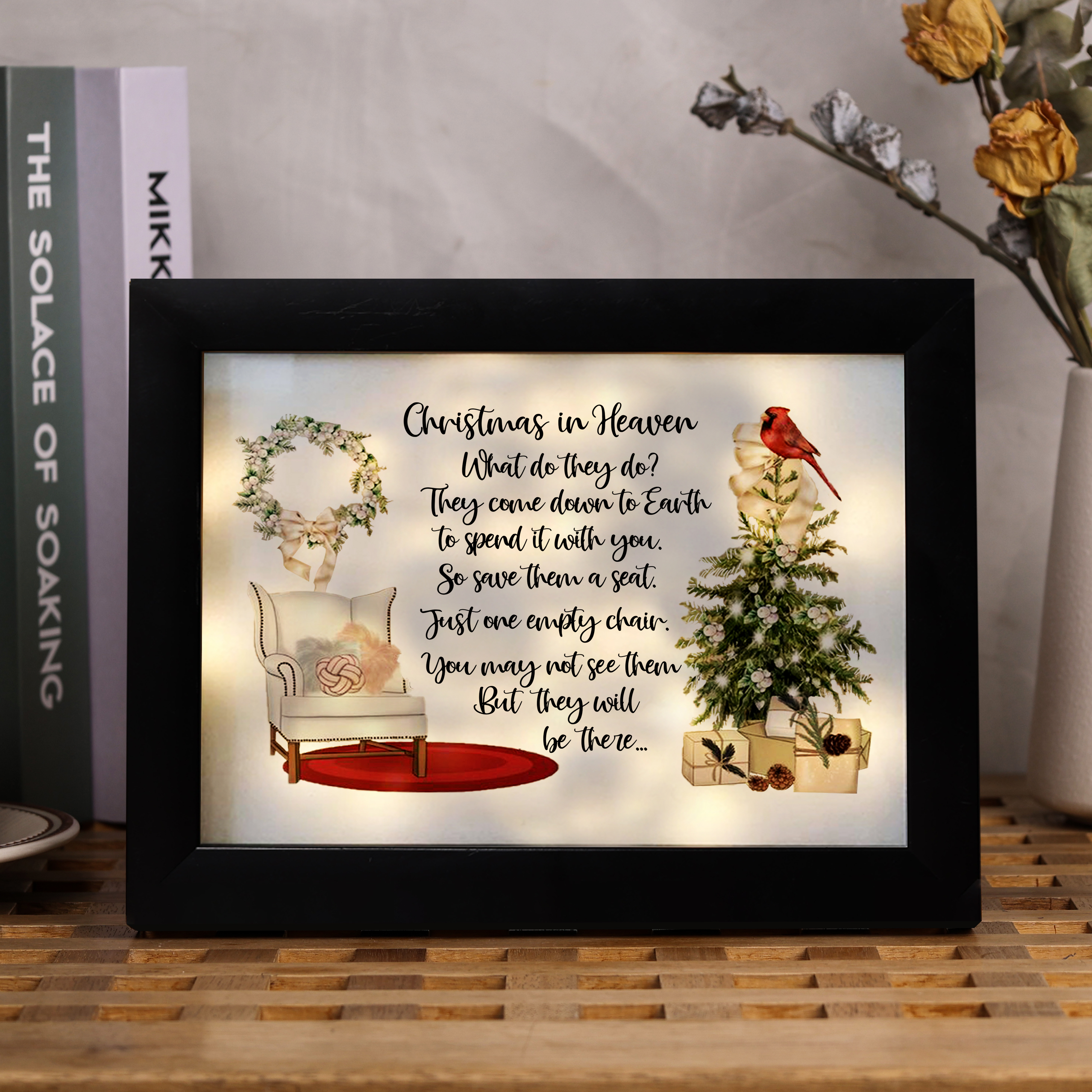 Christmas In Heaven Frame Lighted Shadow Box Sympathy Gifts-Jessemade AU