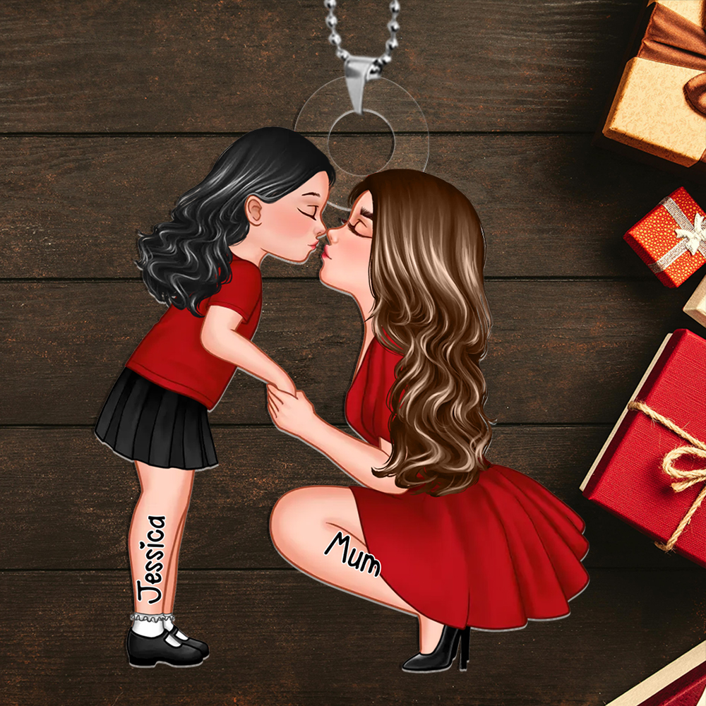 Personalised Mother & Child Acrylic Keyring, Custom Name Keyring Gift For Family | Jessemade