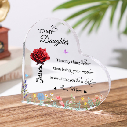 To Mum/Nan -Personalised Heart-Shaped Wooden Plaque Custom with Flowers & 1- 10 Names Ornament Mother's Day Gift | Jessemade
