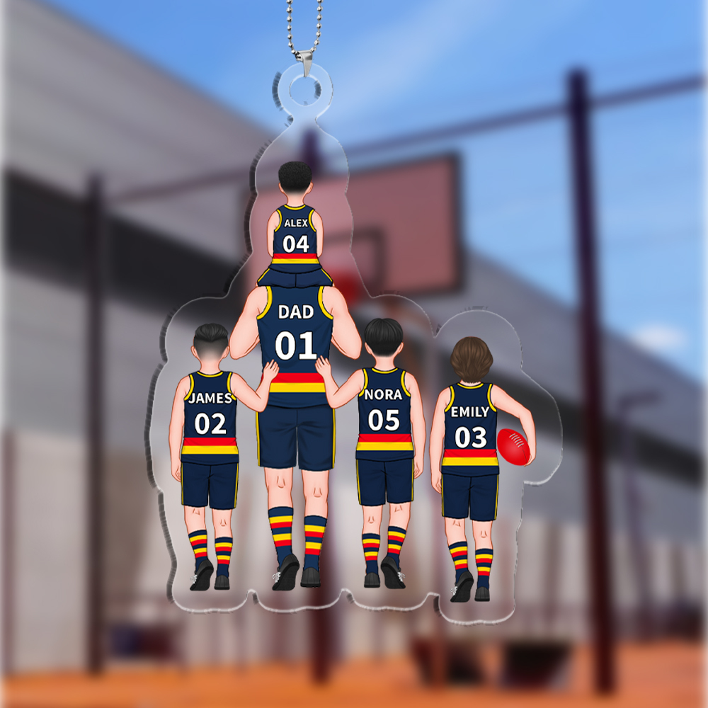 Personalised 2–9 Names Acrylic Keyrings Dad and Kids Australian Rules Football Team Family Keychain Custom Father's Day Gift for Dad Grandpa-Jessemade AU