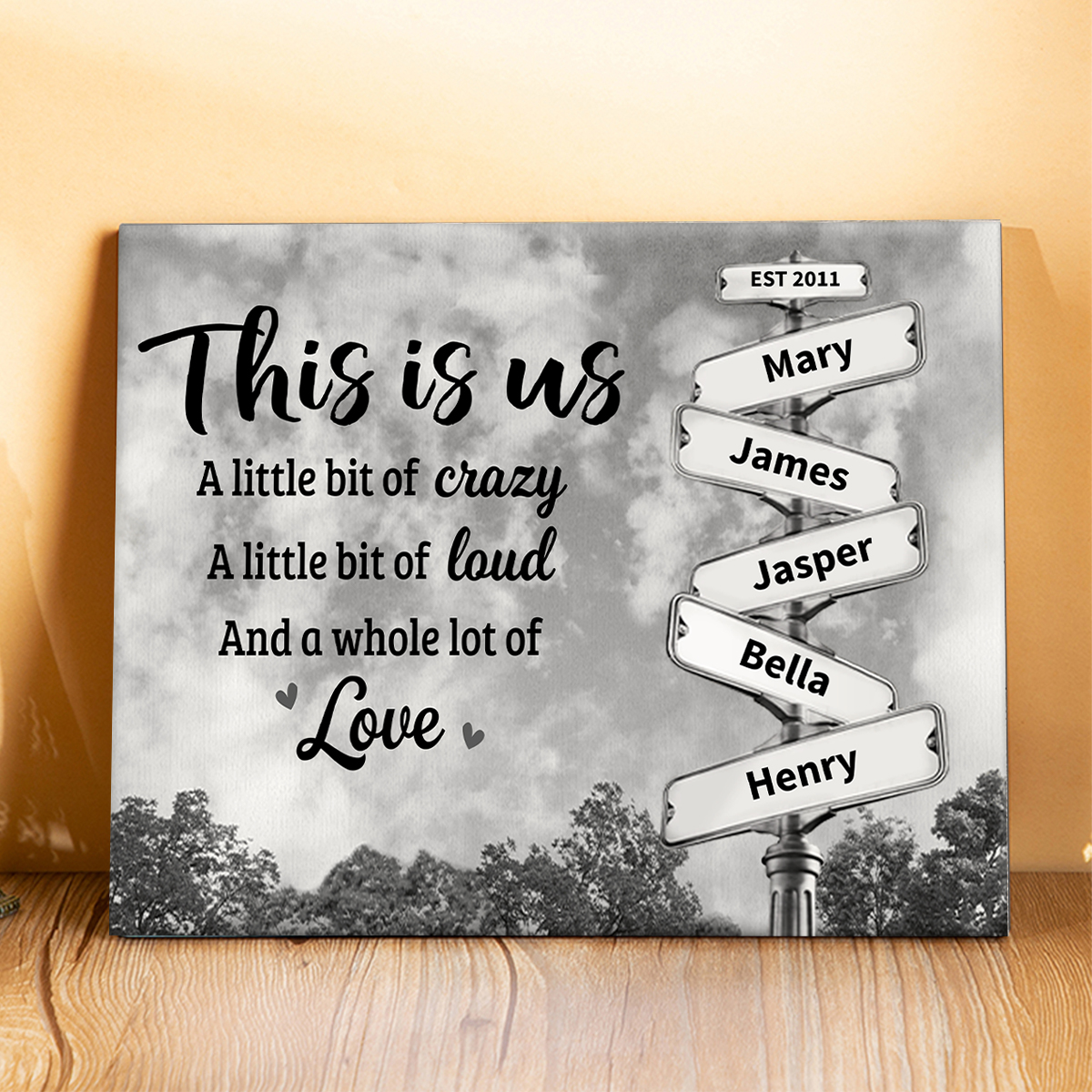 Personalised Wooden Plaque – Custom Text & 2-8 Names, Unique Family Gift | Jessemade