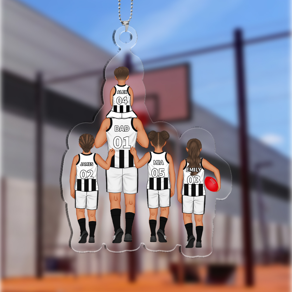 Personalised 2–9 Names Acrylic Keyrings Dad and Kids Australian Rules Football Team Family Keychain Custom Father's Day Gift for Dad Grandpa-Jessemade AU