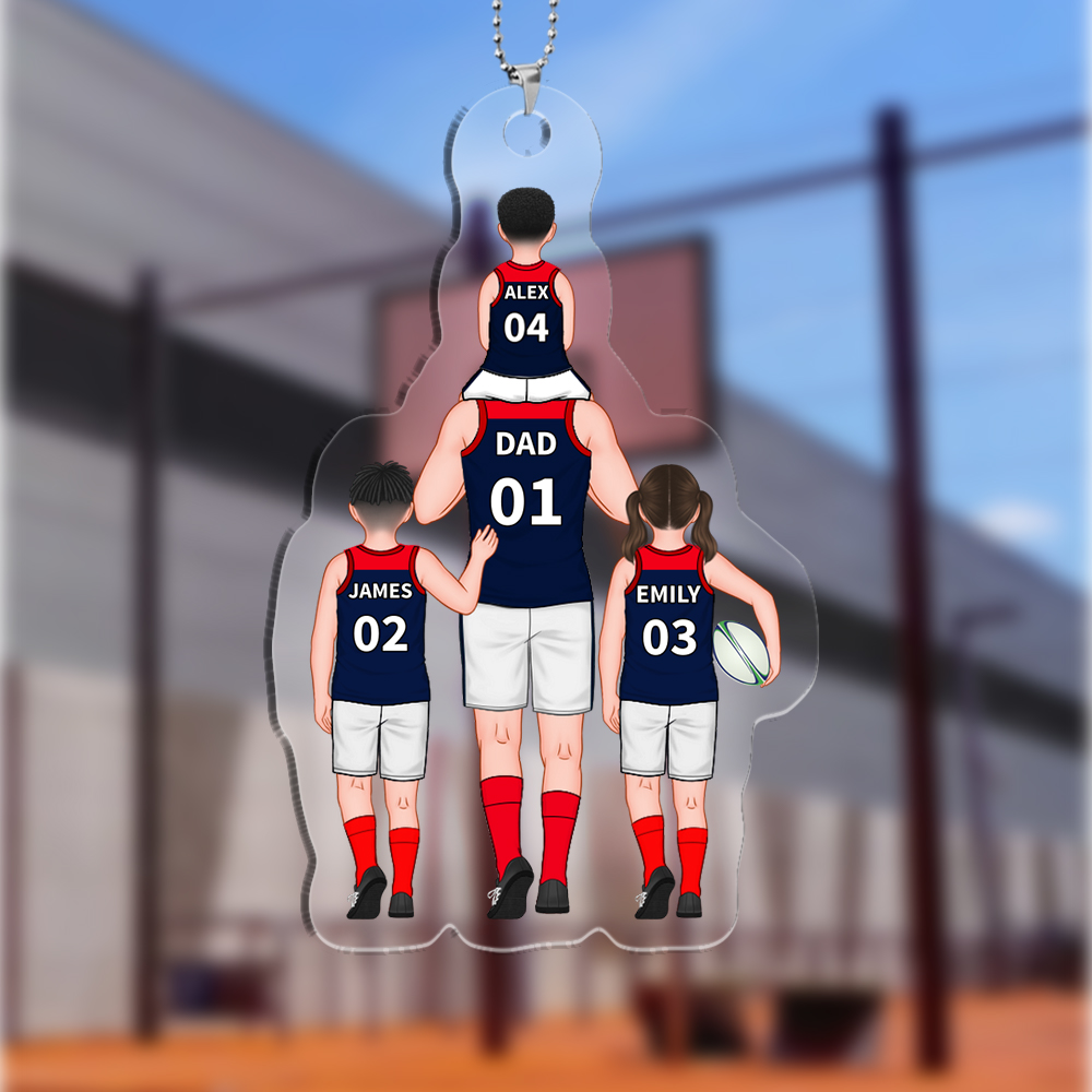 Personalised 2–9 Names Acrylic Keyrings Dad and Kids Australian Rules Football Team Family Keychain Custom Father's Day Gift for Dad Grandpa-Jessemade AU