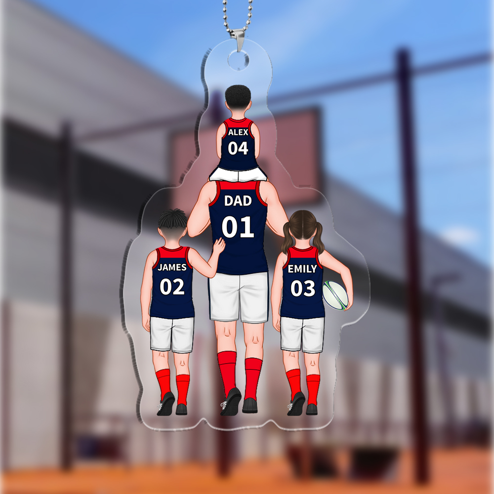 Personalised 2–9 Names Acrylic Keyrings Dad and Kids Australian Rules Football Team Family Keychain Custom Father's Day Gift for Dad Grandpa-Jessemade AU