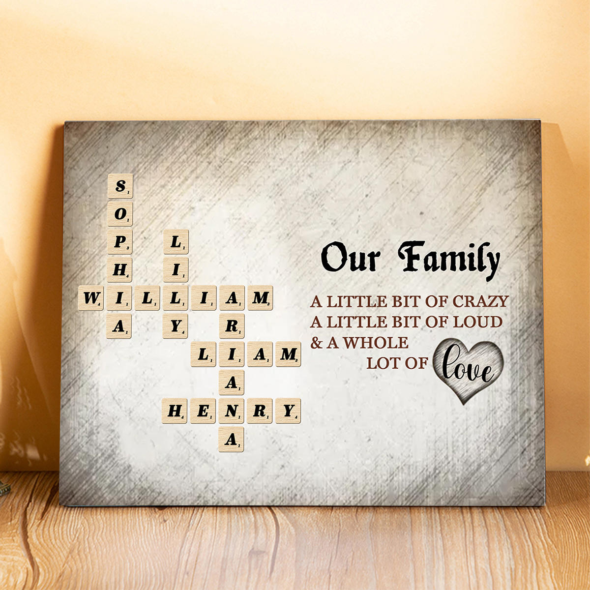 Custom Family Crossword Puzzle Wall Art Personalised Family Tree Wooden Sign Housewarming Gifts