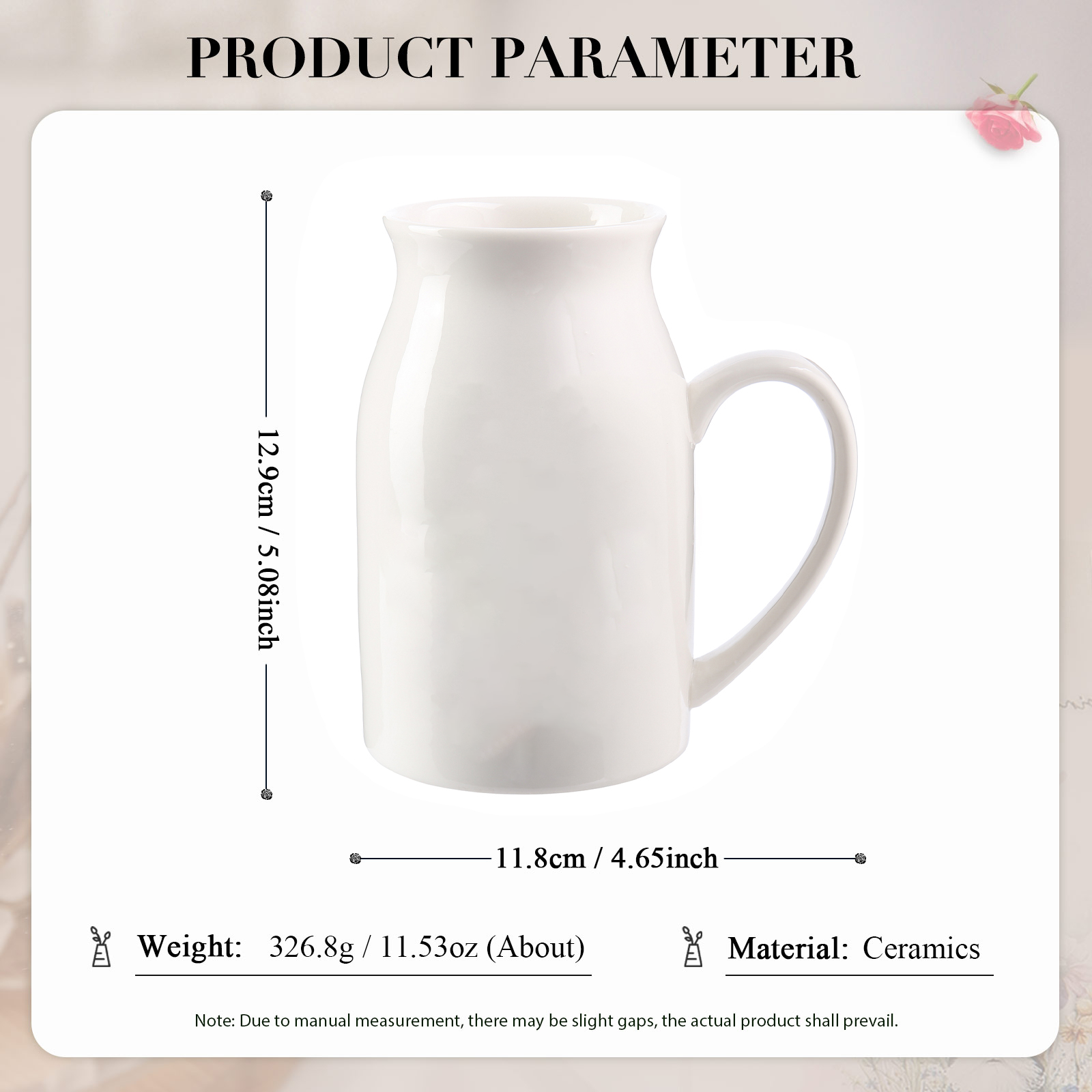 Grandma’s Garden Ceramic jug Vase, blue-and-white floral pattern