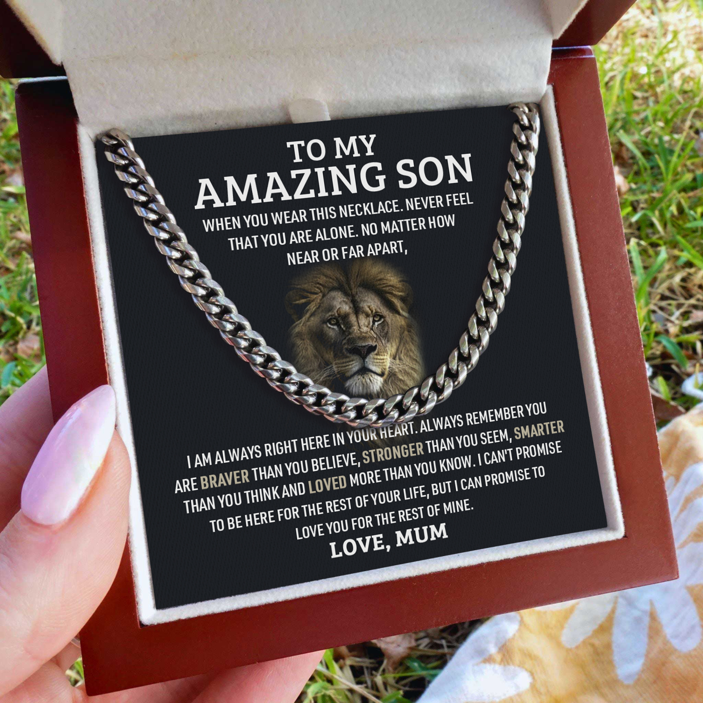 To My Son Never Feel That You Are Alone Cuban Chain Necklace Stainless