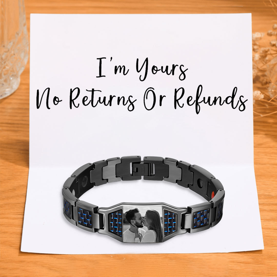 Personalised Men Bracelet Magnetic Custom Photo Bracelet for Him Valentine Gift