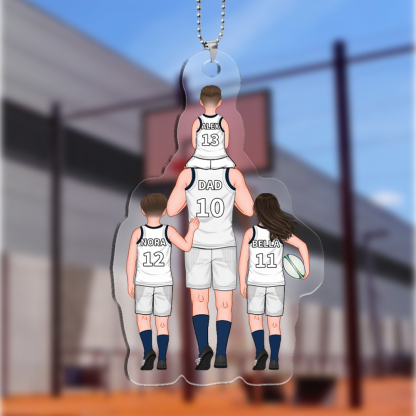 [Copy]Personalised 2–4 Names Rugby Family Keychain Custom Acrylic Christmas Keychain Gift for Dad Grandpa