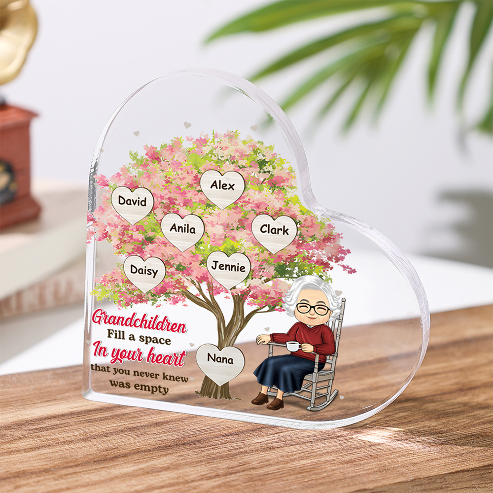 Personalised Heart Acrylic Plaque Grandchildren Fill a Space in Your Heart Family Tree Gift for Nanna | Jessemade