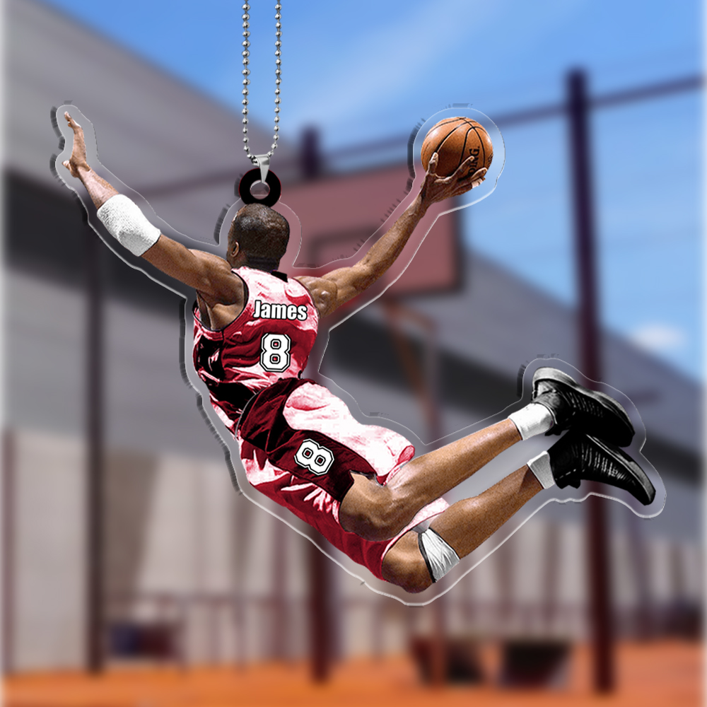[Copy]Personalised Basketball Hanging Ornament Custom Name & Jersey Number Acrylic Keychain Gifts for Him