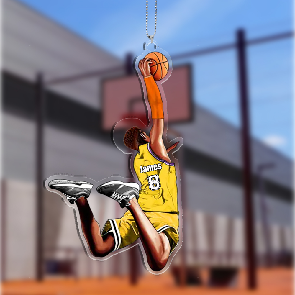 [Copy]Personalised Basketball Hanging Ornament Custom Name & Jersey Number Acrylic Keychain Gift for Him/Her
